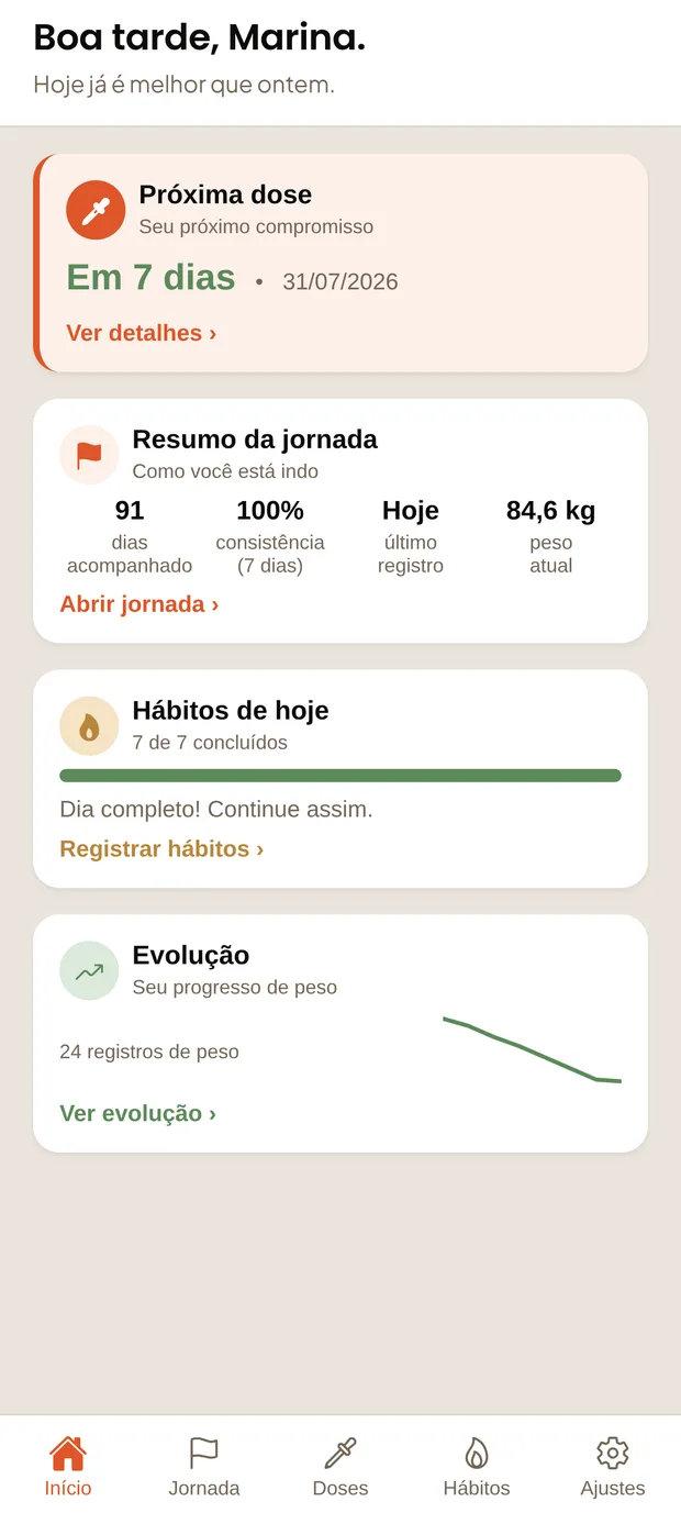 Aplicativo Caneta Ativa — tela Início